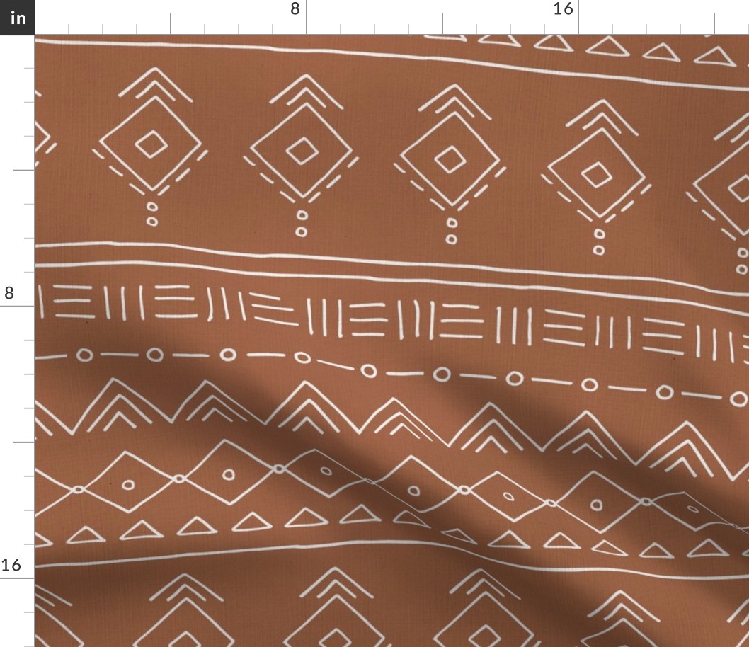 Minimal mudcloth bohemian mayan abstract indian summer love aztec linen texture rust brown JUMBO