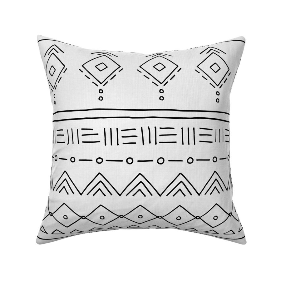 Minimal mudcloth bohemian mayan abstract indian summer love aztec linen texture off white black JUMBO