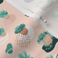 Geometric shapes with Succulents, Pink and Green