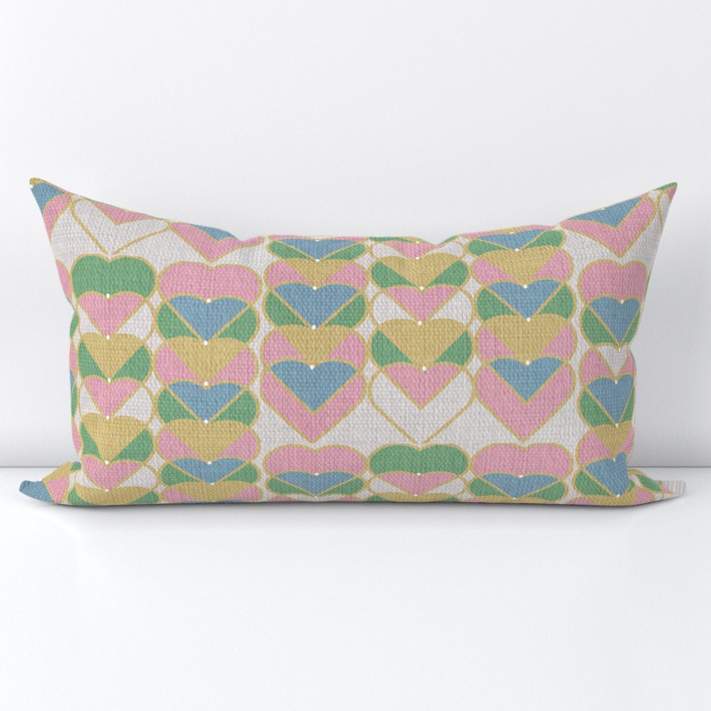 Candy Color Love Hearts Linen Texture