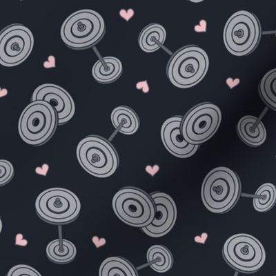 Barbell Toss with Hearts (Large) Dark Gray