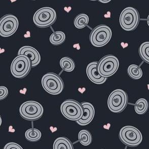 Barbell Toss with Hearts (Large) Dark Gray