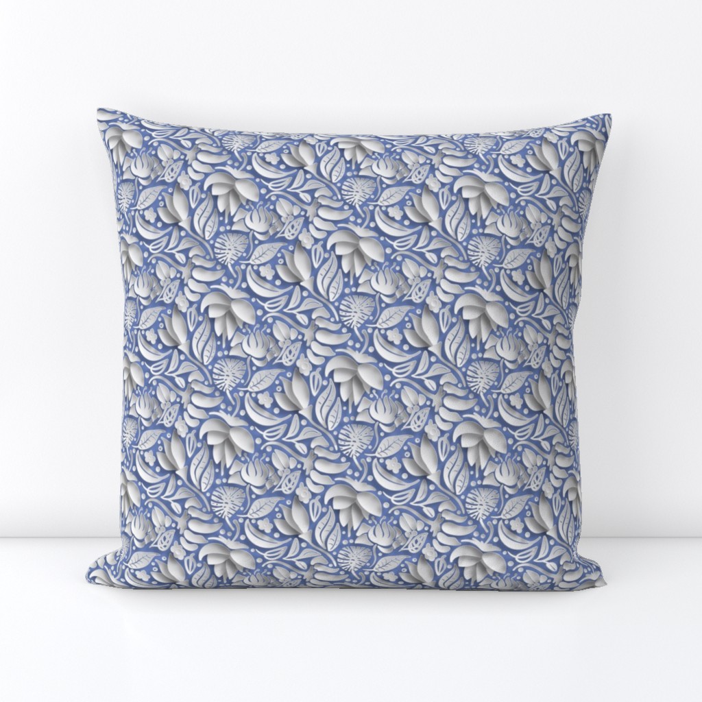 papercut floral blue and white by rysunki_malunki