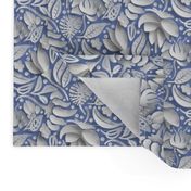 papercut floral blue and white by rysunki_malunki