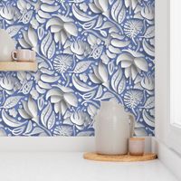 papercut floral blue and white by rysunki_malunki