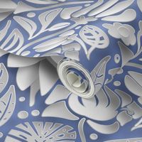 papercut floral blue and white by rysunki_malunki