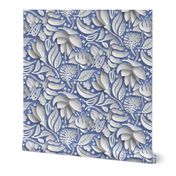 papercut floral blue and white by rysunki_malunki