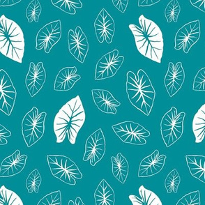 Taro Leaf - Teal and White Extra Small Scale