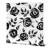 BIG Brushstroke Roses Black on White