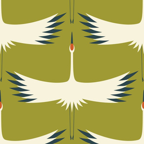 Whooping Crane Migration - Golden Lime - 18" Pattern Tile