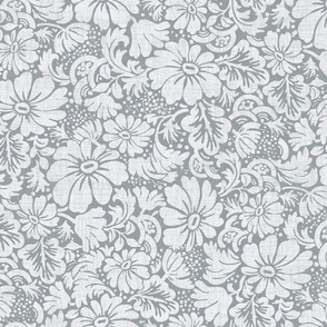 medium marguerite on plain gray linen