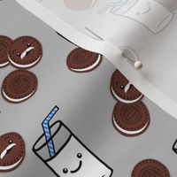 Milk Mustache / Milk Glass & Cookies on Grey / fun Kids   