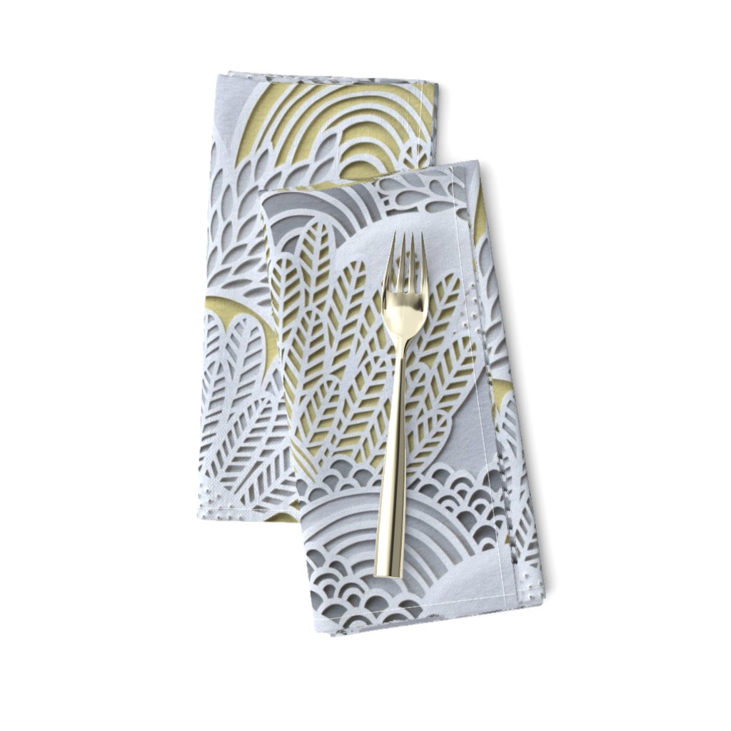 Paper Garden Large- Floral Faux Texture- Paper Cut Napkins- Yellow and Gray Home Decor- Jumbo Scale Botanical Wallpaper