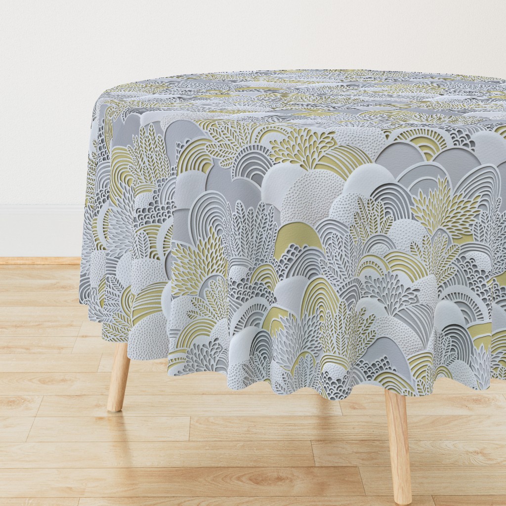 Paper Garden Large- Floral Faux Texture- Paper Cut Napkins- Yellow and Gray Home Decor- Jumbo Scale Botanical Wallpaper