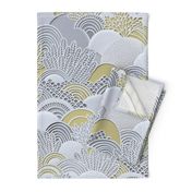 Paper Garden Large- Floral Faux Texture- Paper Cut Napkins- Yellow and Gray Home Decor- Jumbo Scale Botanical Wallpaper