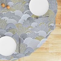 Paper Garden Large- Floral Faux Texture- Paper Cut Napkins- Yellow and Gray Home Decor- Jumbo Scale Botanical Wallpaper