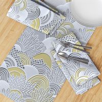 Paper Garden Large- Floral Faux Texture- Paper Cut Napkins- Yellow and Gray Home Decor- Jumbo Scale Botanical Wallpaper