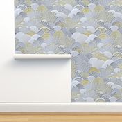 Paper Garden Large- Floral Faux Texture- Paper Cut Napkins- Yellow and Gray Home Decor- Jumbo Scale Botanical Wallpaper