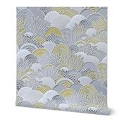 Paper Garden Large- Floral Faux Texture- Paper Cut Napkins- Yellow and Gray Home Decor- Jumbo Scale Botanical Wallpaper