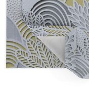 Paper Garden Large- Floral Faux Texture- Paper Cut Napkins- Yellow and Gray Home Decor- Jumbo Scale Botanical Wallpaper