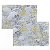 Paper Garden Large- Floral Faux Texture- Paper Cut Napkins- Yellow and Gray Home Decor- Jumbo Scale Botanical Wallpaper