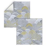 Paper Garden Large- Floral Faux Texture- Paper Cut Napkins- Yellow and Gray Home Decor- Jumbo Scale Botanical Wallpaper