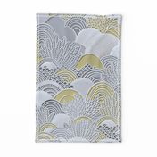 Paper Garden Large- Floral Faux Texture- Paper Cut Napkins- Yellow and Gray Home Decor- Jumbo Scale Botanical Wallpaper