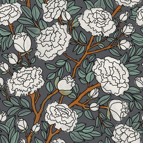 White Peonies on Charcoal