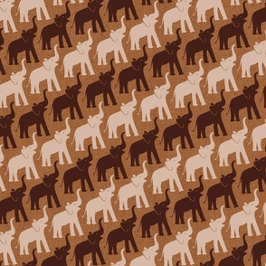 Earth toned happy elephants - medium scale on saddle colored textured background