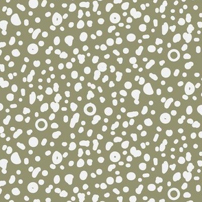 Safari Dots_Olive_White