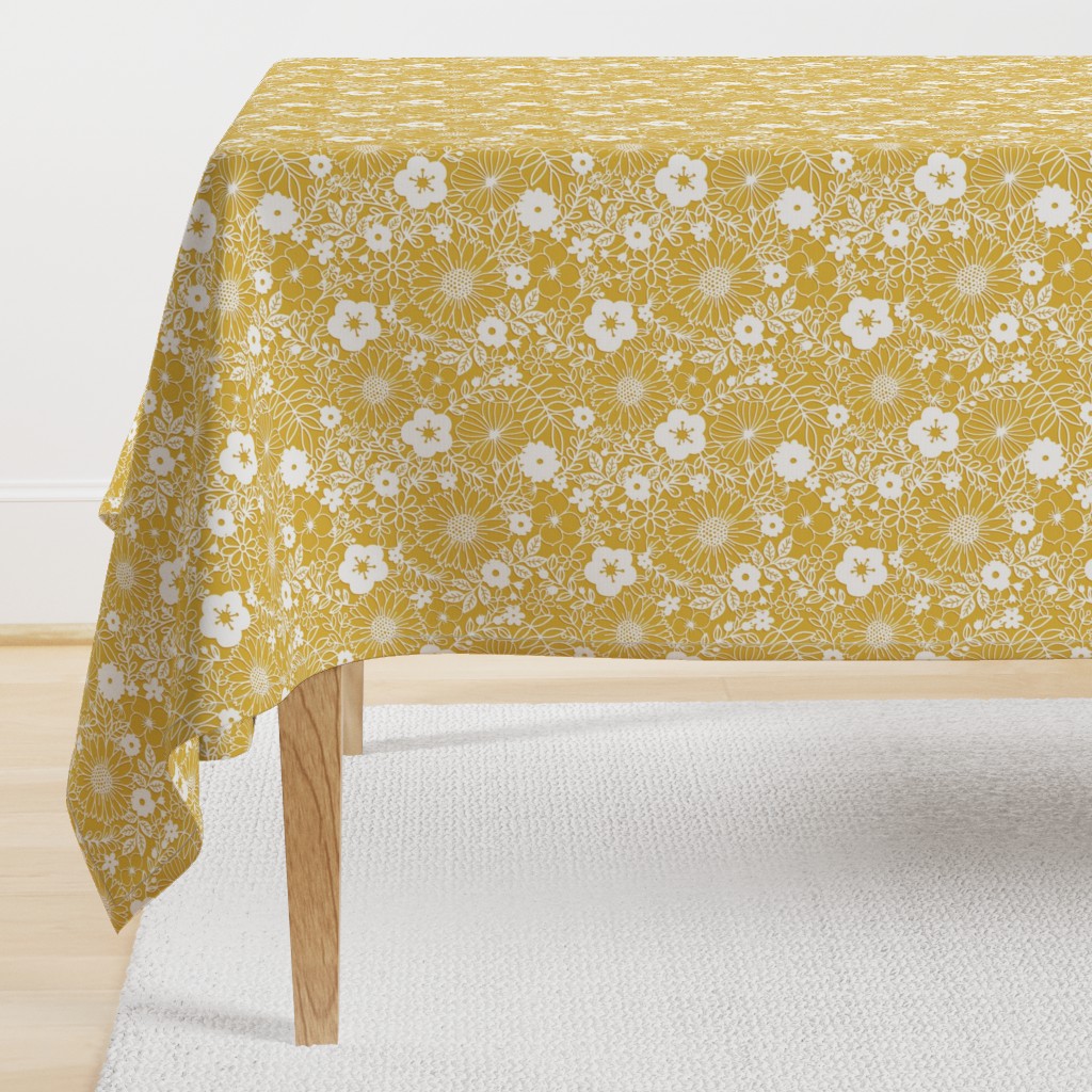 Papercut Floral in Mustard - small scale