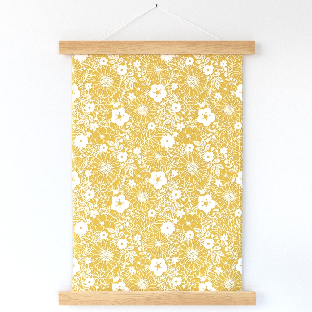Papercut Floral in Mustard - small scale