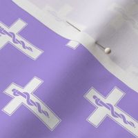 Rod of Asclepius & Cross in Purple