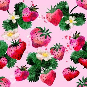 strawberries papercut style rosa 