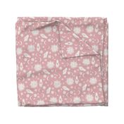 celestial sun moon stars print - hand fabric, stars fabric, nursery fabric - dusty pink