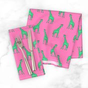 Giraffe Half-Drop Pink Green