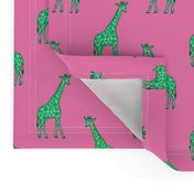 Giraffe Half-Drop Pink Green