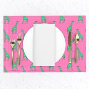 Giraffe Half-Drop Pink Green