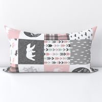 Fearfully and Wonderfully Made Patchwork Fabric || Pink Moose , Grey, mint (90) C20BS
