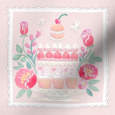 Patisserie Party Serviette (light pink) 8”