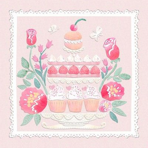 Patisserie Party Serviette (light pink) 8”