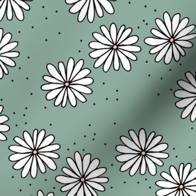 Little sprinkles daisy garden boho spring daisies in trend colors sage green