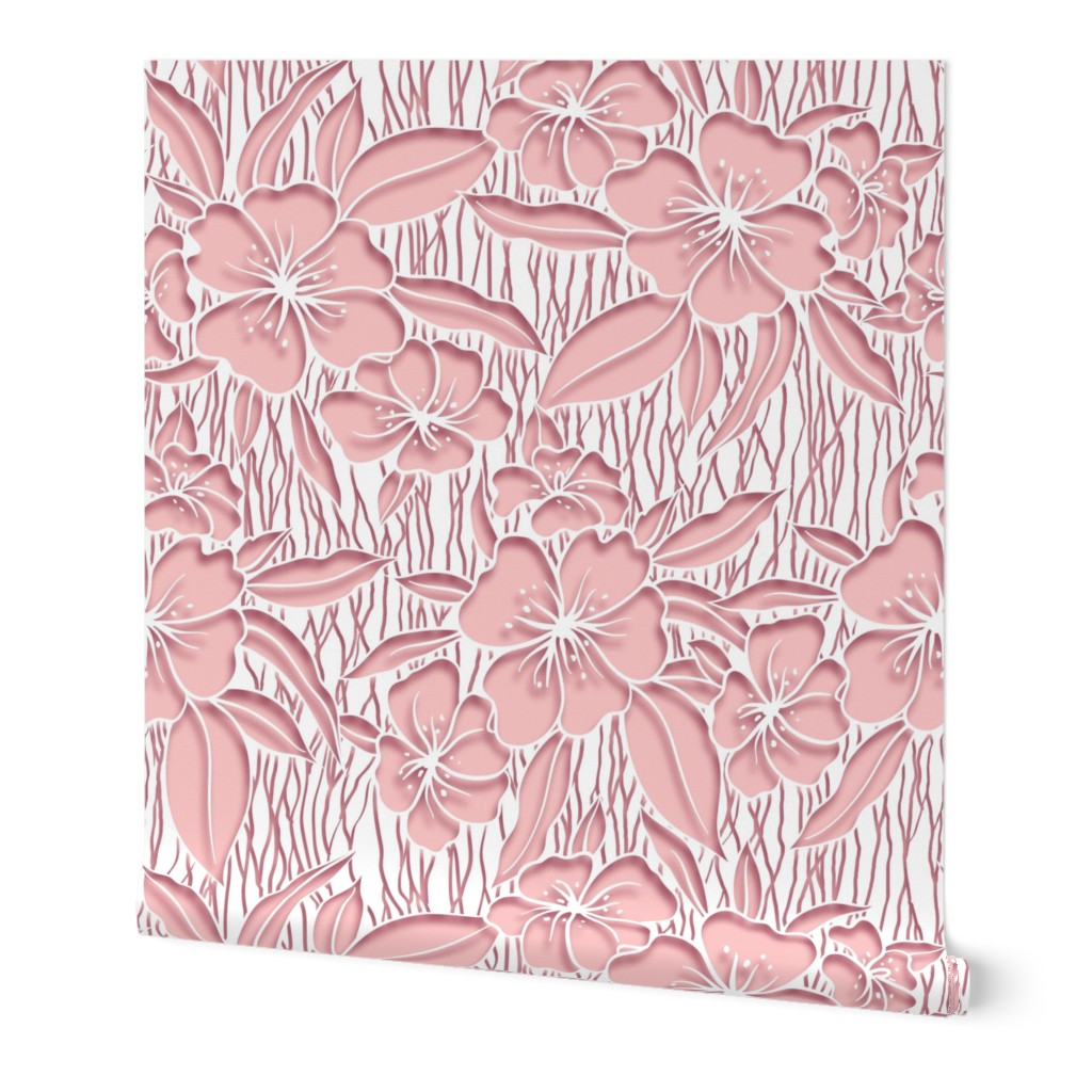 Paper Cutting Floral Pink White