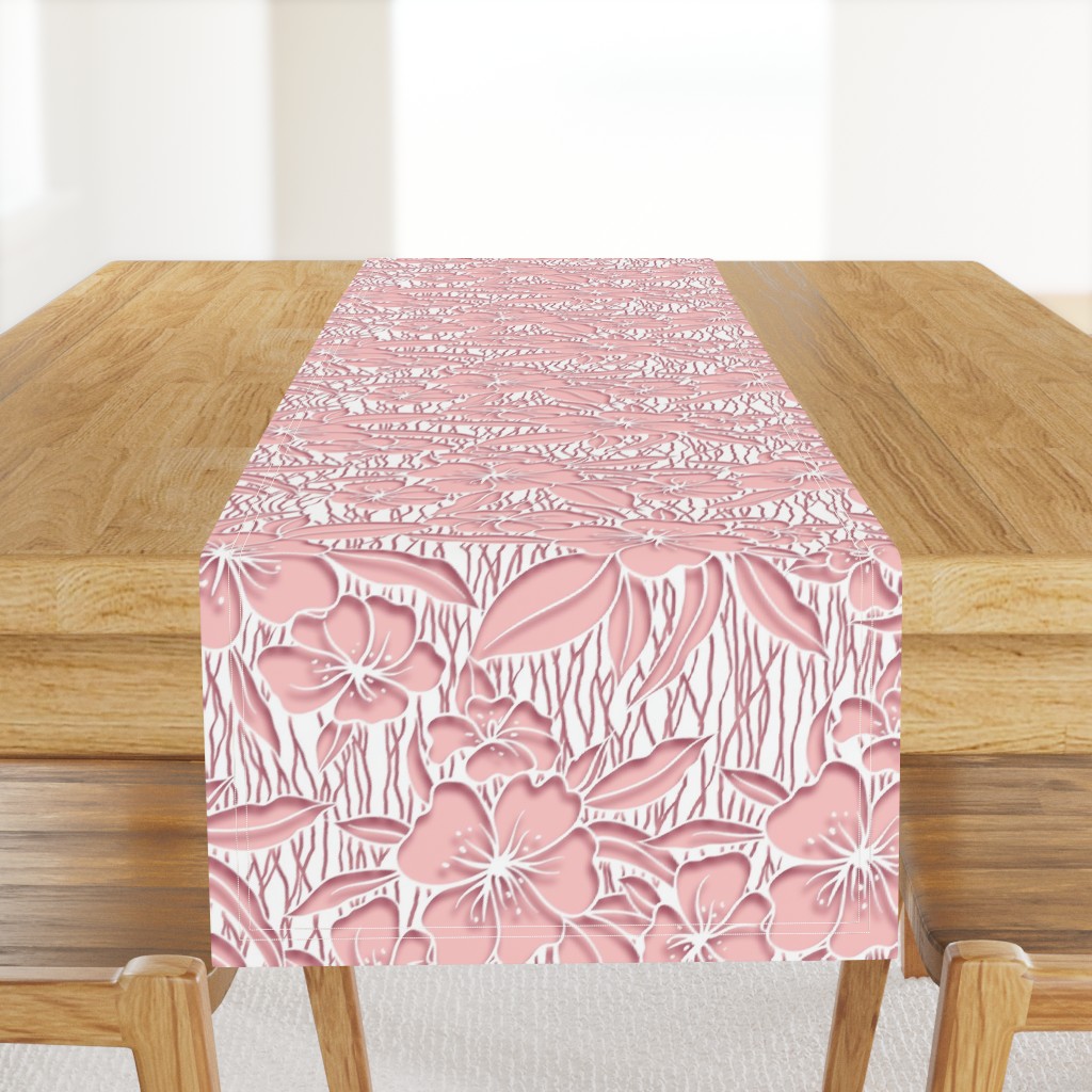 Paper Cutting Floral Pink White