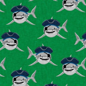 Pirate Sharks - green - summer nautical - LAD20