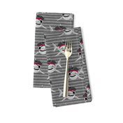 Pirate Sharks - grey stripes - summer nautical - LAD20