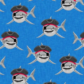 Pirate Sharks - blue - summer nautical - LAD20