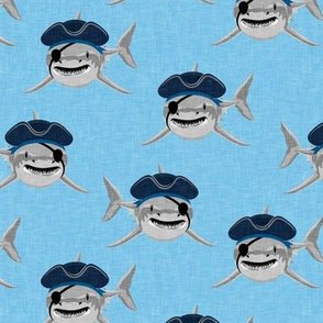 Pirate Sharks - light blue - summer nautical - LAD20