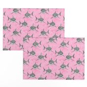 shark - sharks on pink - LAD20