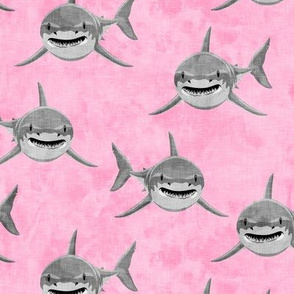 shark - sharks on pink - LAD20